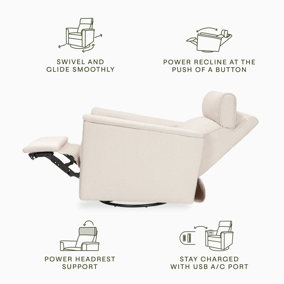 M17186PWB,Namesake,Willa Plus Power Glider Recliner w/ Power Headrest in Performance Ivory Boucle