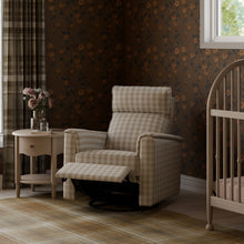 M17186TGH,Namesake,Willa Plus Power Glider Recliner w/ Power Headrest in Tan Gingham