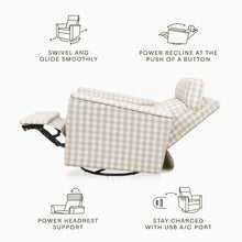 M17186TGH,Namesake,Willa Plus Power Glider Recliner w/ Power Headrest in Tan Gingham