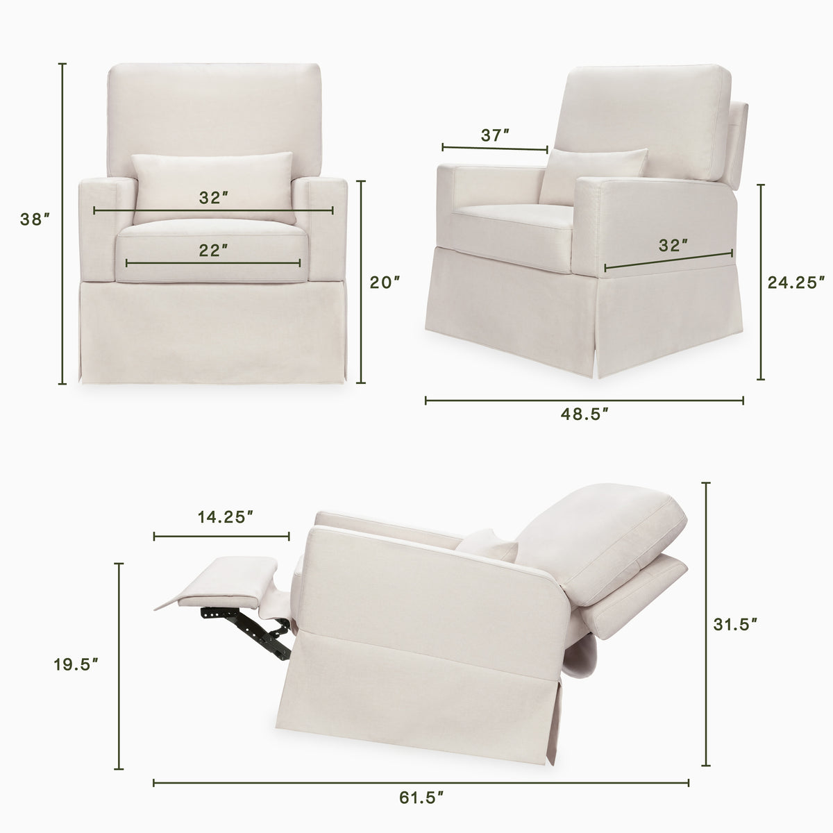 M21777PCMEW,Namesake,Crawford Recliner and Swivel Glider in Performance Cream Eco-Weave