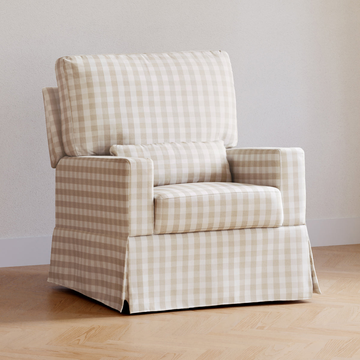 M21777TGH,Namesake,Crawford Recliner and Swivel Glider in Tan Gingham