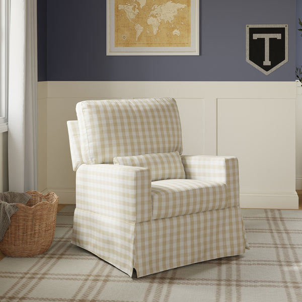 M21777TGH,Namesake,Crawford Recliner and Swivel Glider in Tan Gingham