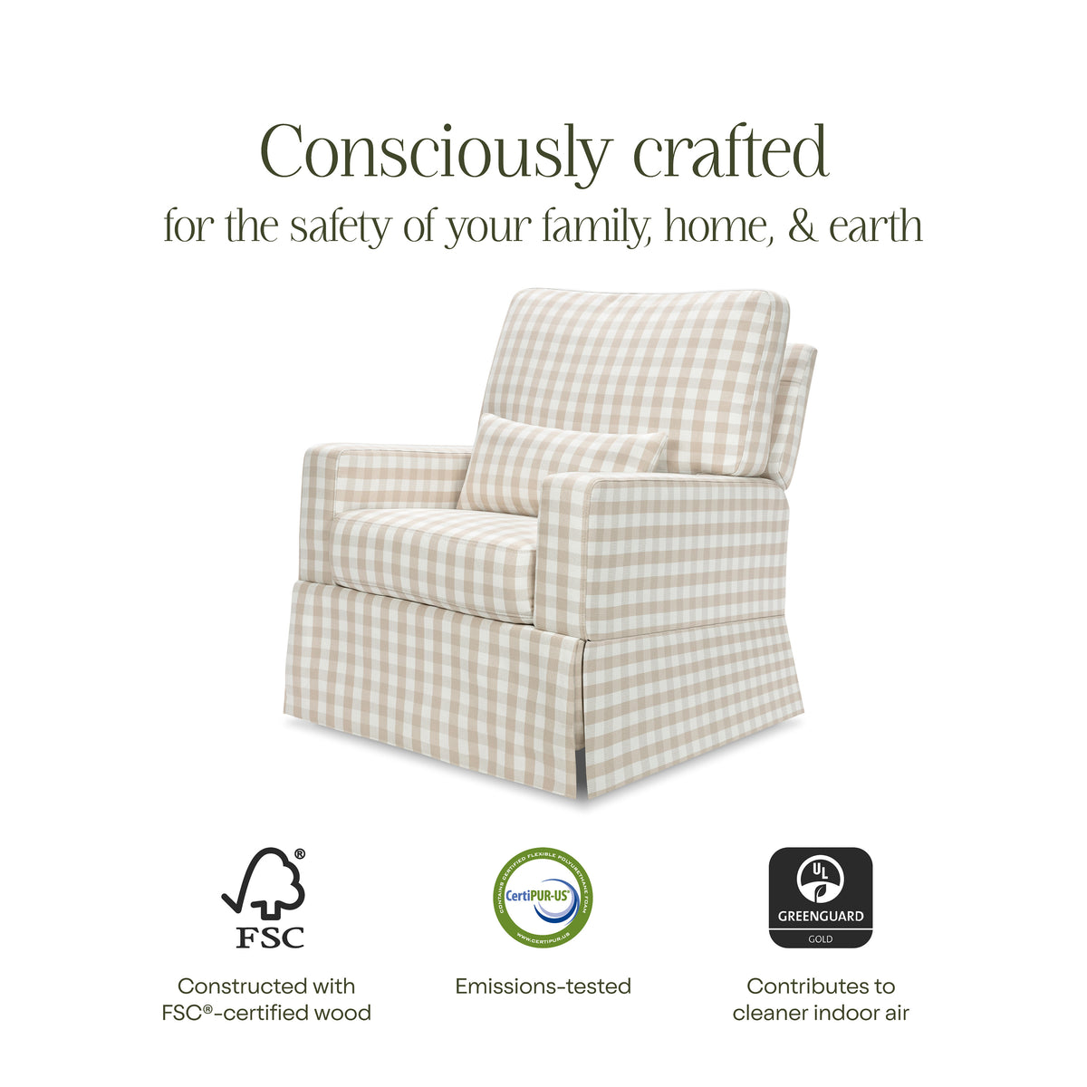 M21777TGH,Namesake,Crawford Recliner and Swivel Glider in Tan Gingham