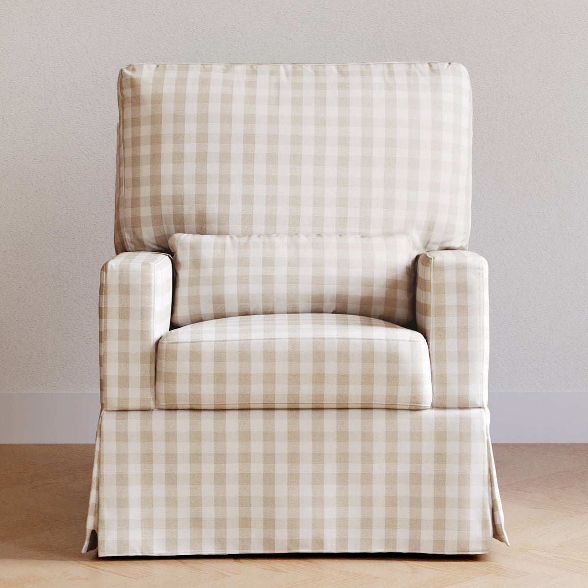 M21777TGH,Namesake,Crawford Recliner and Swivel Glider in Tan Gingham