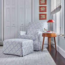 M21785BLT,Namesake,Sarah Flint x Namesake Crawford Gliding Ottoman in Blue Lattice Performance Eco-Weave