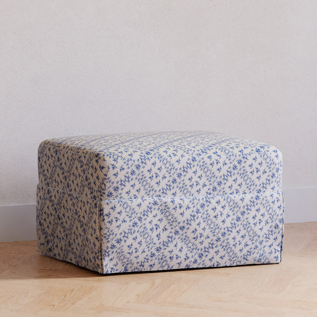 M21785BLT,Namesake,Sarah Flint x Namesake Crawford Gliding Ottoman in Blue Lattice Performance Eco-Weave