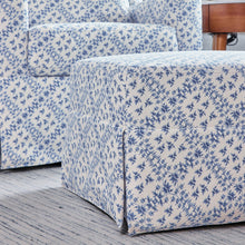 M21785BLT,Namesake,Sarah Flint x Namesake Crawford Gliding Ottoman in Blue Lattice Performance Eco-Weave