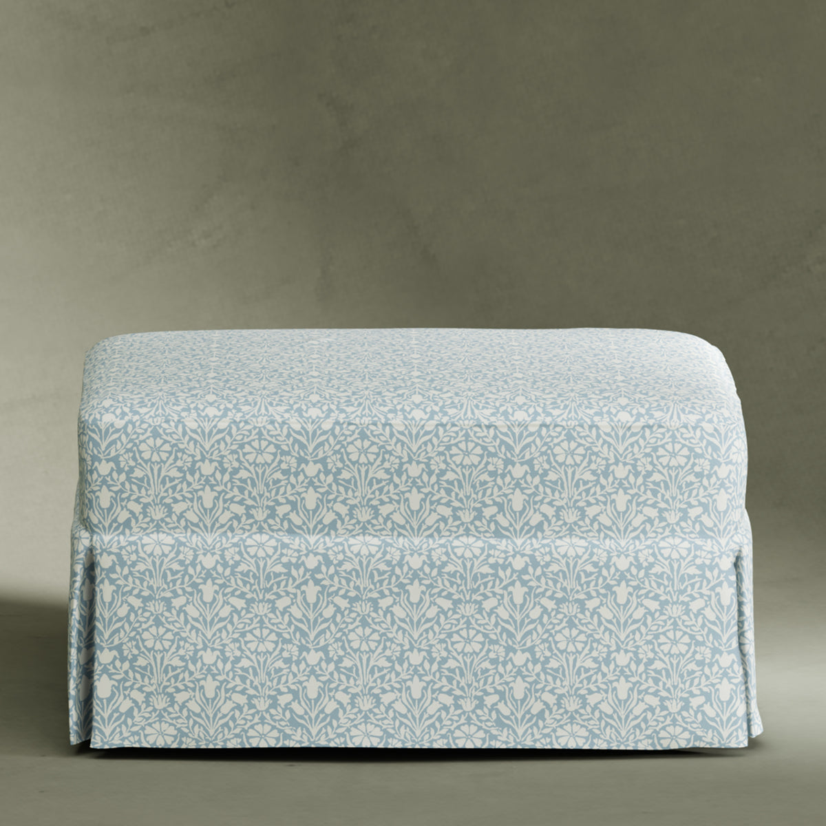 M21785BPB,Namesake,Morris & Co. x Namesake Crawford Gliding Ottoman in Bellflowers in Powdered Blue