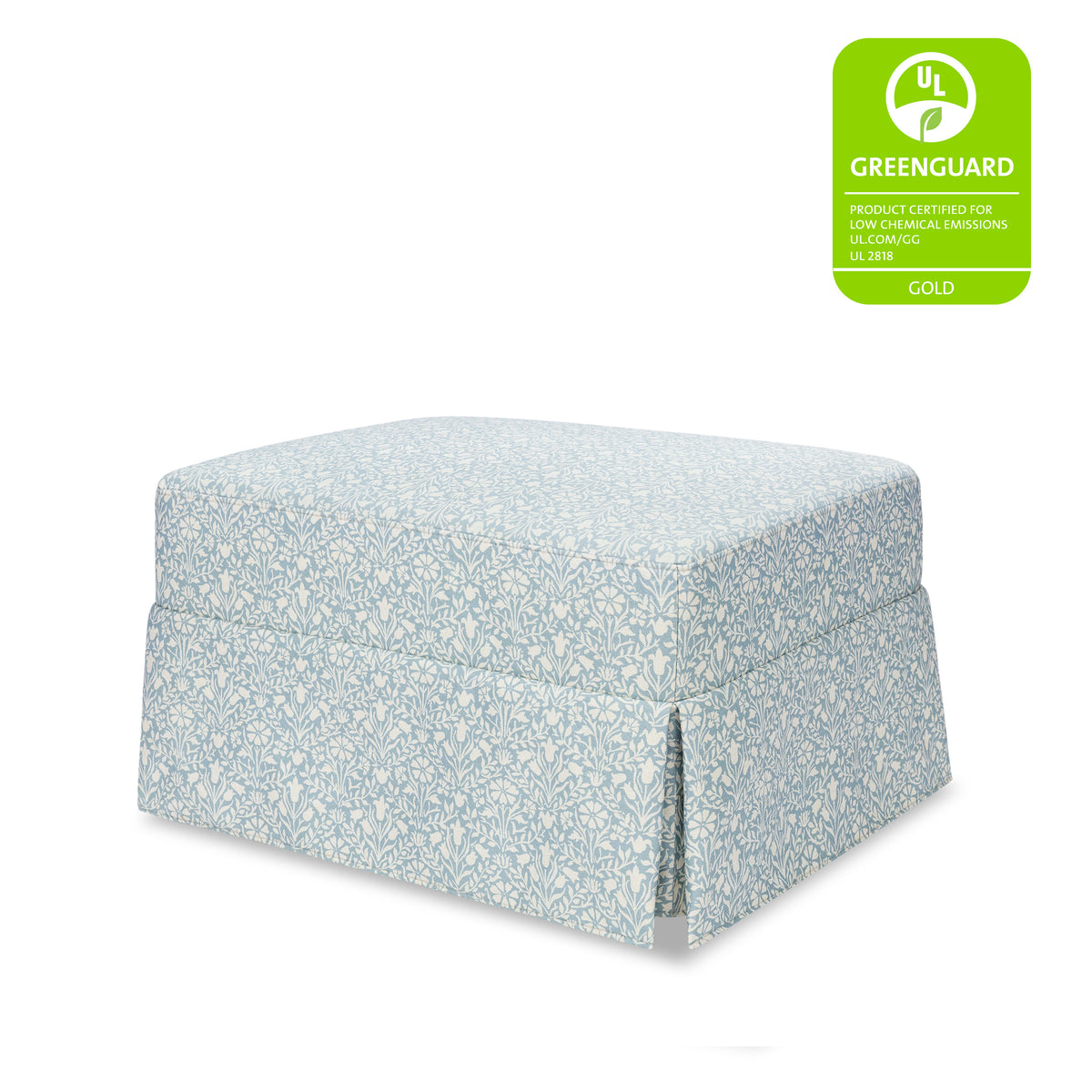 M21785BPB,Namesake,Morris & Co. x Namesake Crawford Gliding Ottoman in Bellflowers in Powdered Blue