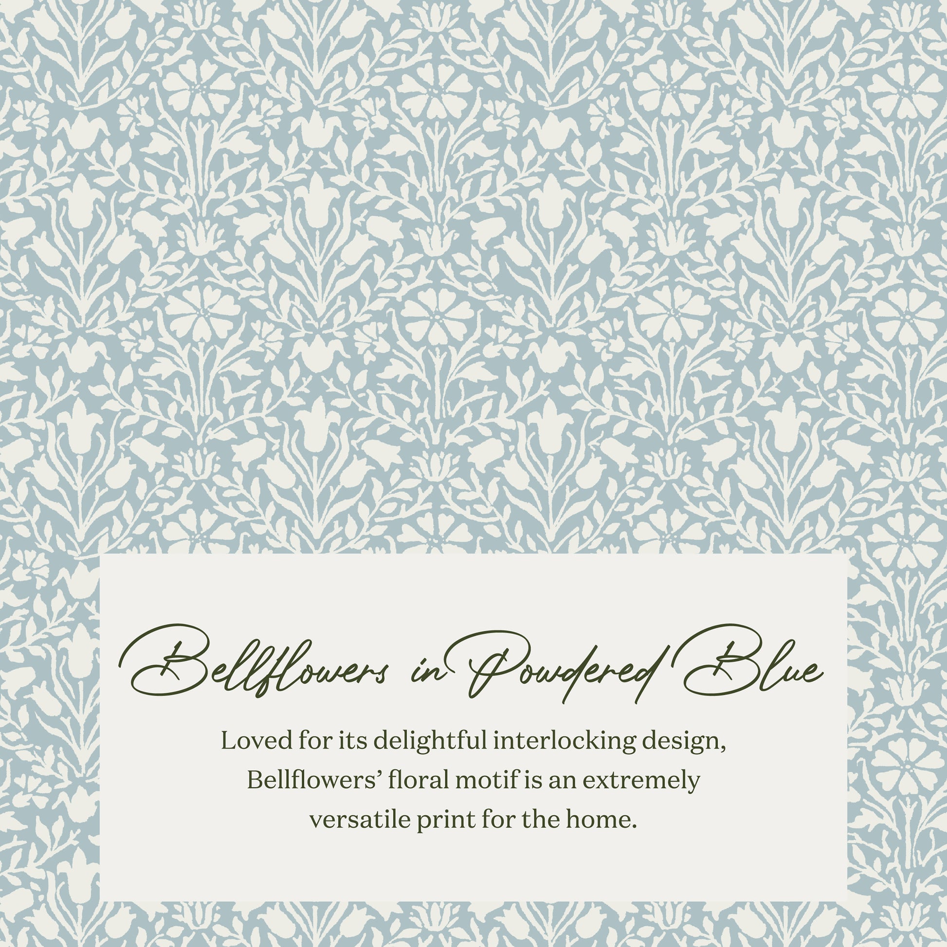 M21785BPB,Namesake,Morris & Co. x Namesake Crawford Gliding Ottoman in Bellflowers in Powdered Blue