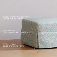 M21785BPB,Namesake,Morris & Co. x Namesake Crawford Gliding Ottoman in Bellflowers in Powdered Blue