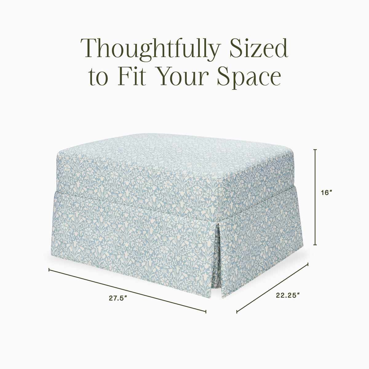 M21785BPB,Namesake,Morris & Co. x Namesake Crawford Gliding Ottoman in Bellflowers in Powdered Blue
