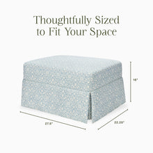 M21785BPB,Namesake,Morris & Co. x Namesake Crawford Gliding Ottoman in Bellflowers in Powdered Blue