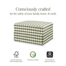 M21785GGH,Namesake,Crawford Gliding Ottoman in Moss Green Gingham