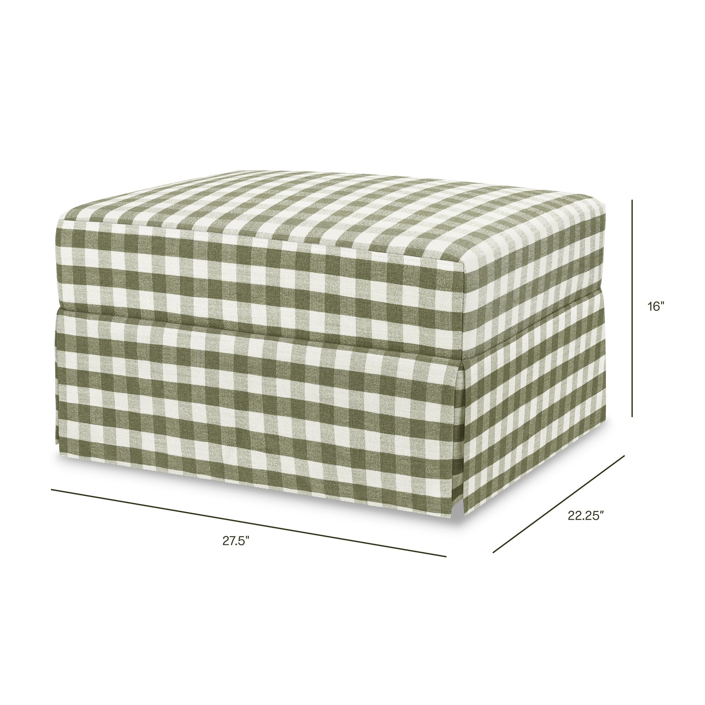 M21785GGH,Namesake,Crawford Gliding Ottoman in Moss Green Gingham