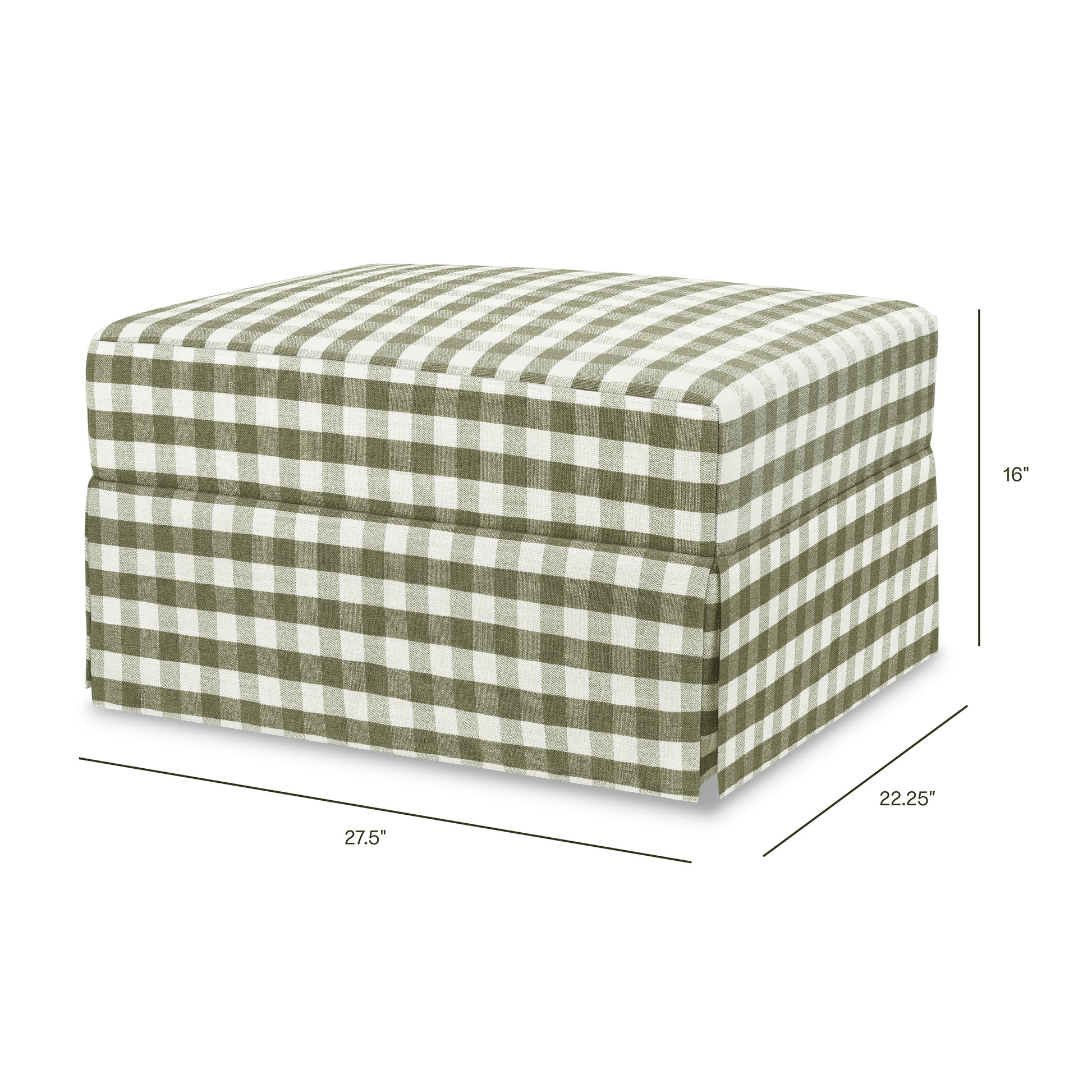M21785GGH,Namesake,Crawford Gliding Ottoman in Moss Green Gingham