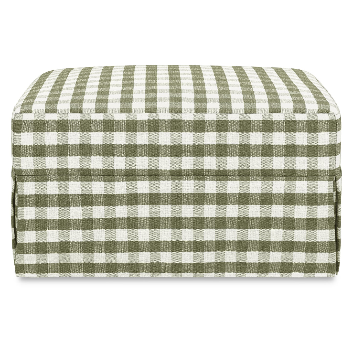 M21785GGH,Namesake,Crawford Gliding Ottoman in Moss Green Gingham