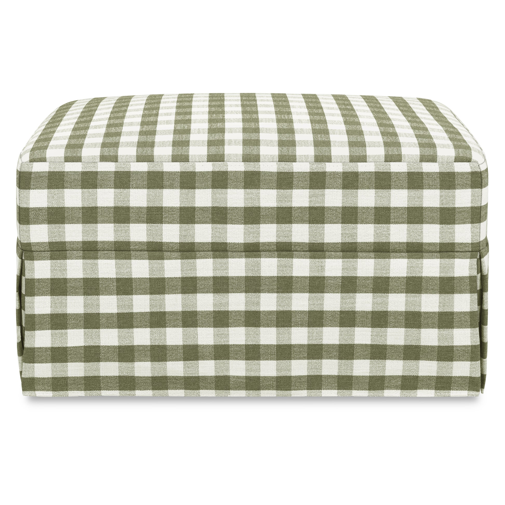 M21785GGH,Namesake,Crawford Gliding Ottoman in Moss Green Gingham