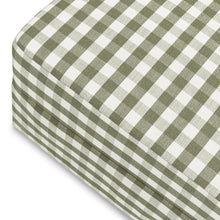 M21785GGH,Namesake,Crawford Gliding Ottoman in Moss Green Gingham
