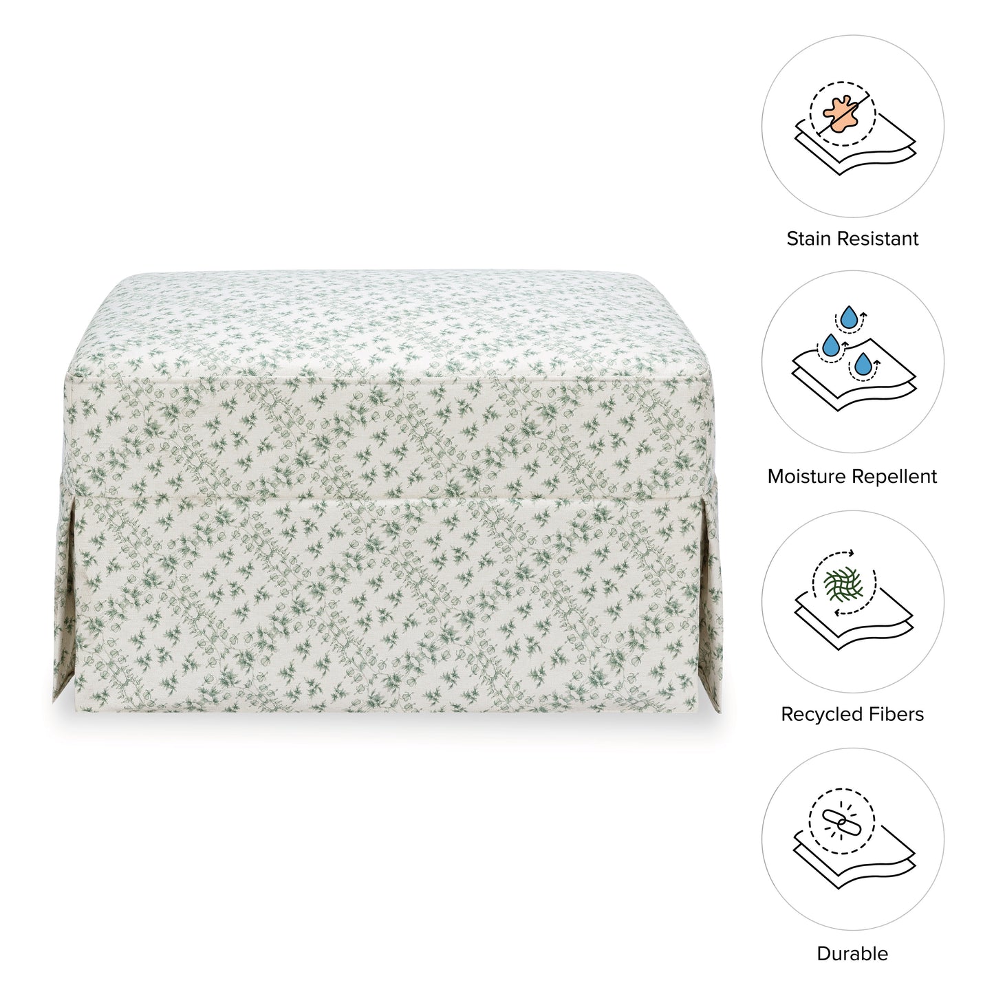 M21785GLT,Namesake,Sarah Flint x Namesake Crawford Gliding Ottoman in Green Lattice Performance Eco-Weave