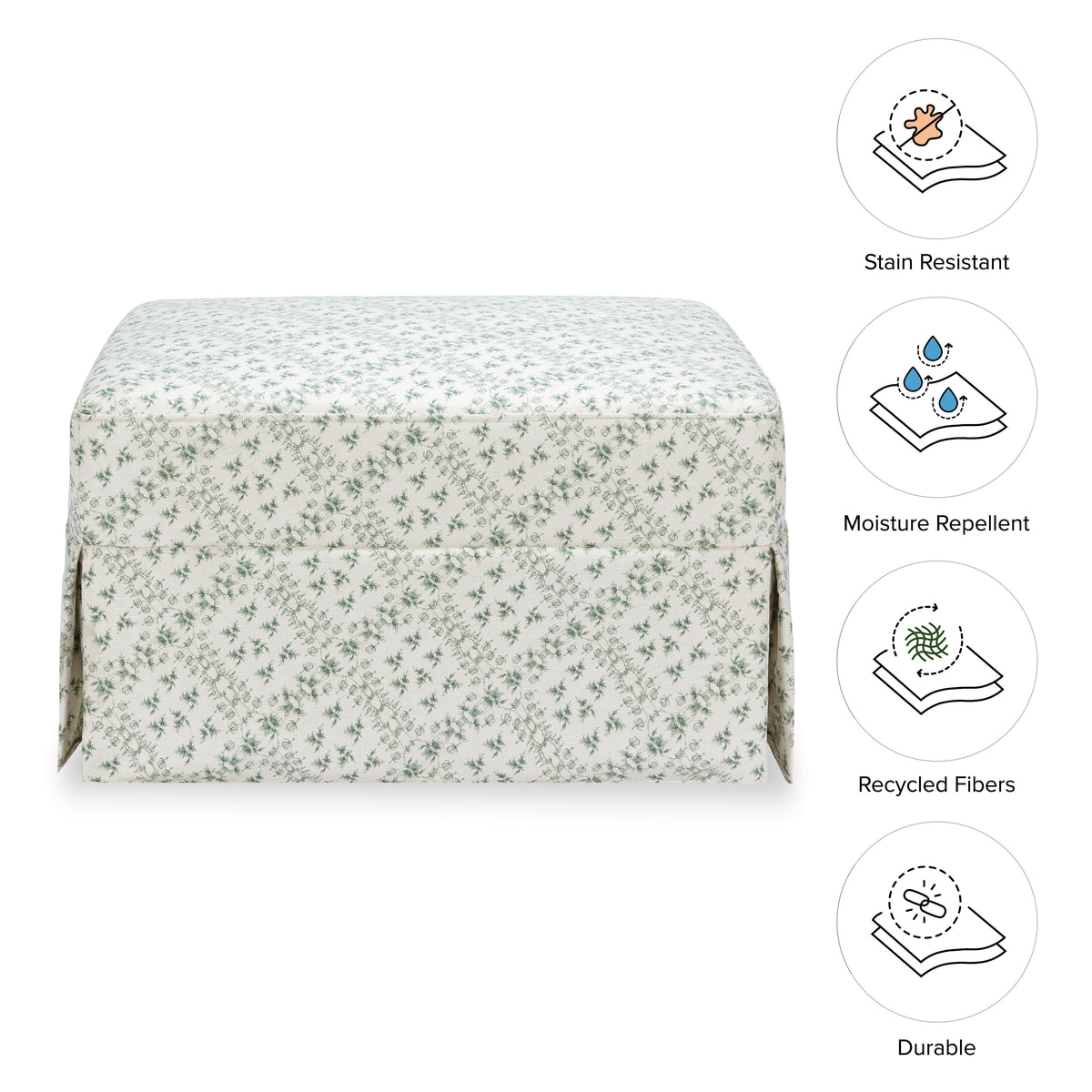 M21785GLT,Namesake,Sarah Flint x Namesake Crawford Gliding Ottoman in Green Lattice Performance Eco-Weave