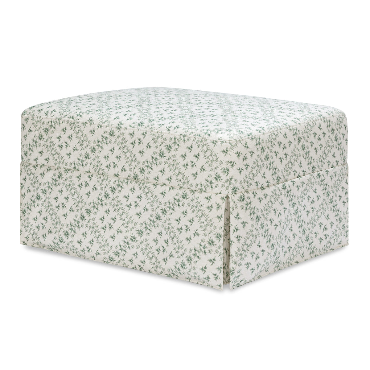 M21785GLT,Namesake,Sarah Flint x Namesake Crawford Gliding Ottoman in Green Lattice Performance Eco-Weave