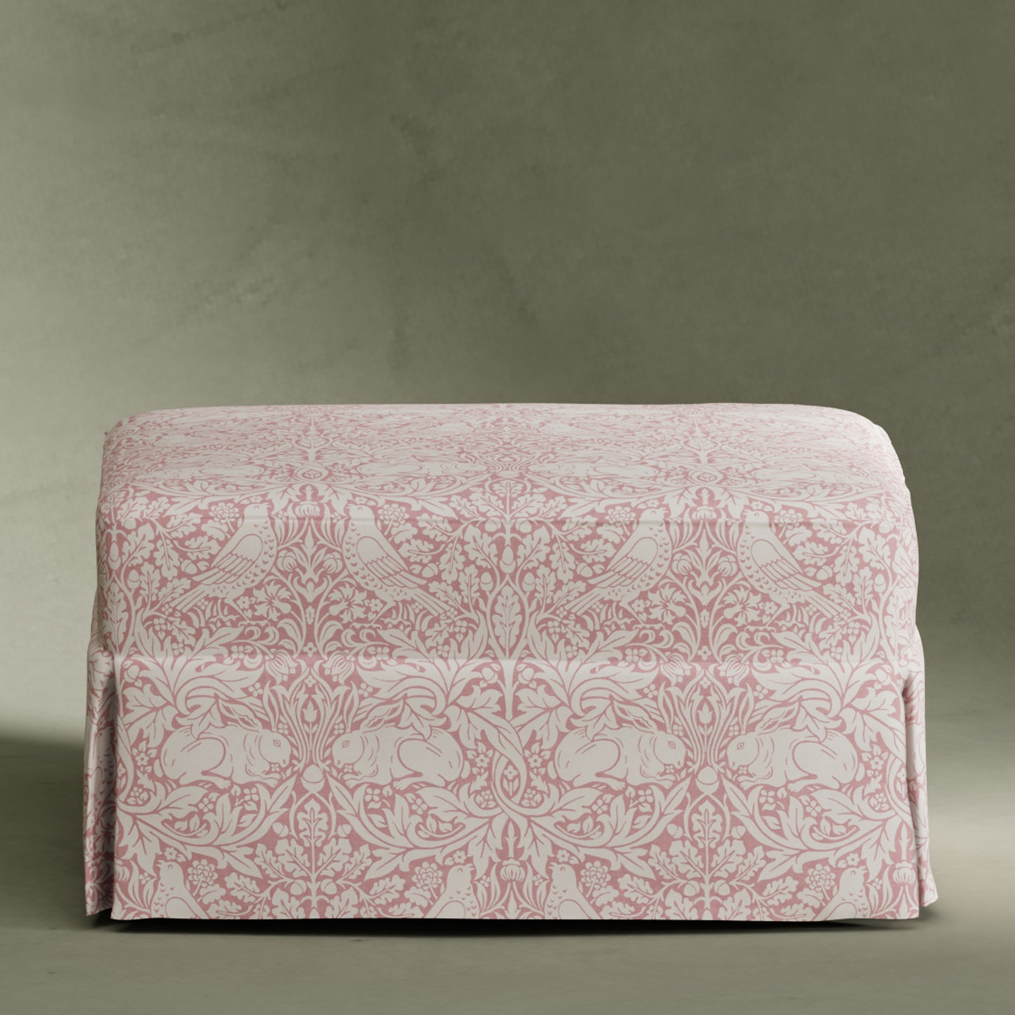 M21785PBRR,Namesake,Morris & Co. x Namesake Crawford Gliding Ottoman in Pure Brer Rabbit in Rose