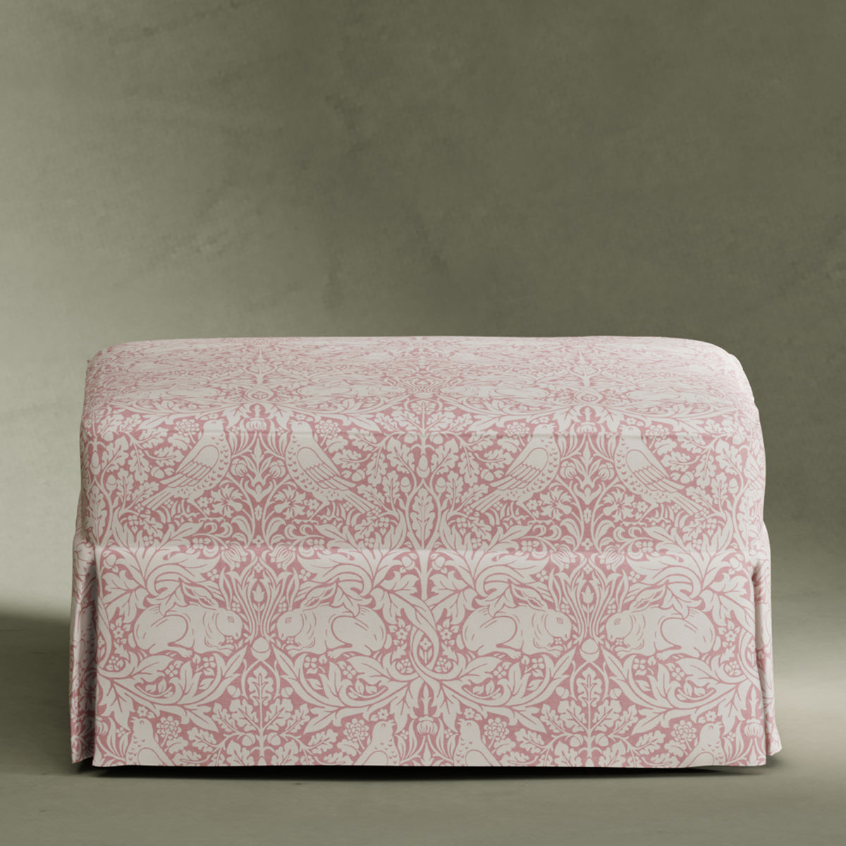 M21785PBRR,Namesake,Morris & Co. x Namesake Crawford Gliding Ottoman in Pure Brer Rabbit in Rose