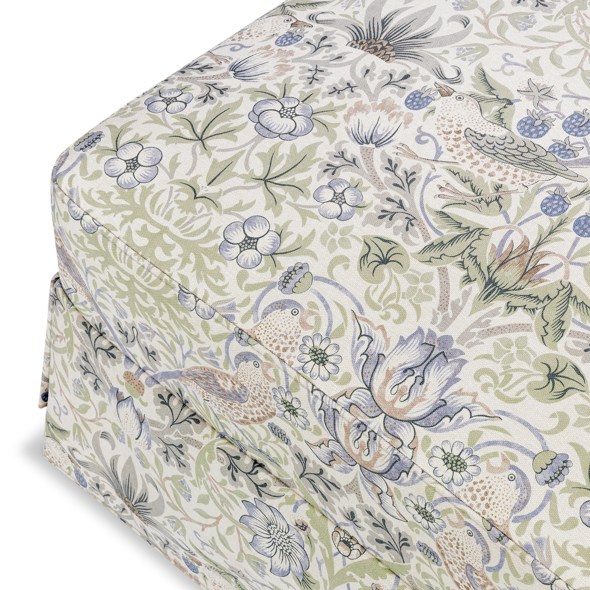 M21785TTFT,Namesake,Morris & Co. x Namesake Crawford Gliding Ottoman in Strawberry Thief in Fig & Thyme