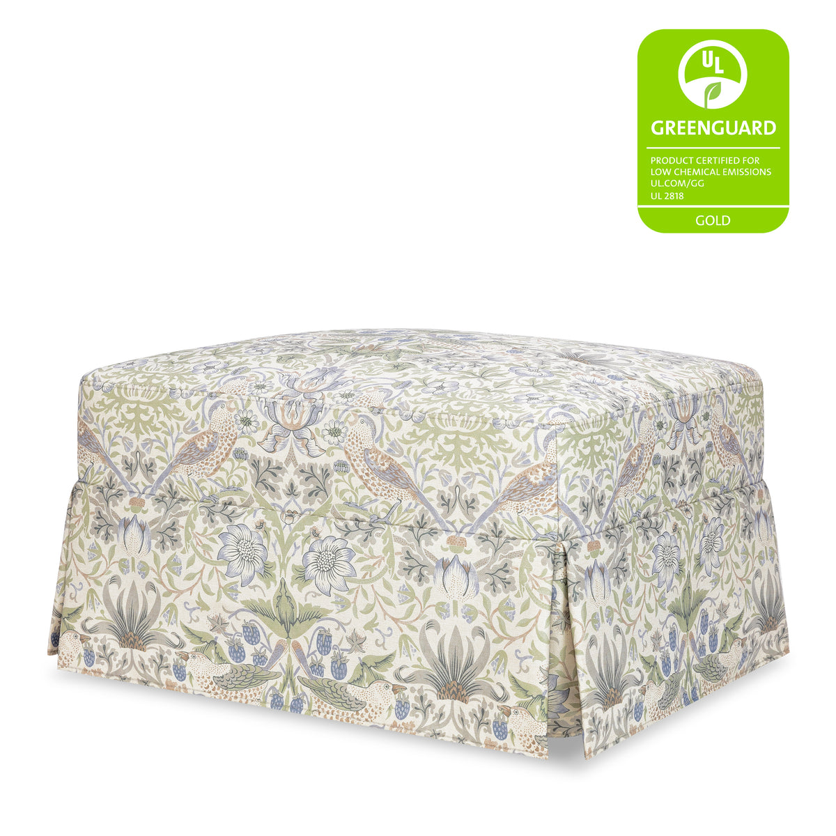 M21785TTFT,Namesake,Morris & Co. x Namesake Crawford Gliding Ottoman in Strawberry Thief in Fig & Thyme