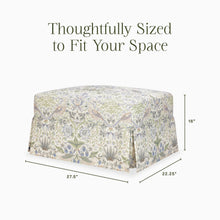 M21785TTFT,Namesake,Morris & Co. x Namesake Crawford Gliding Ottoman in Strawberry Thief in Fig & Thyme