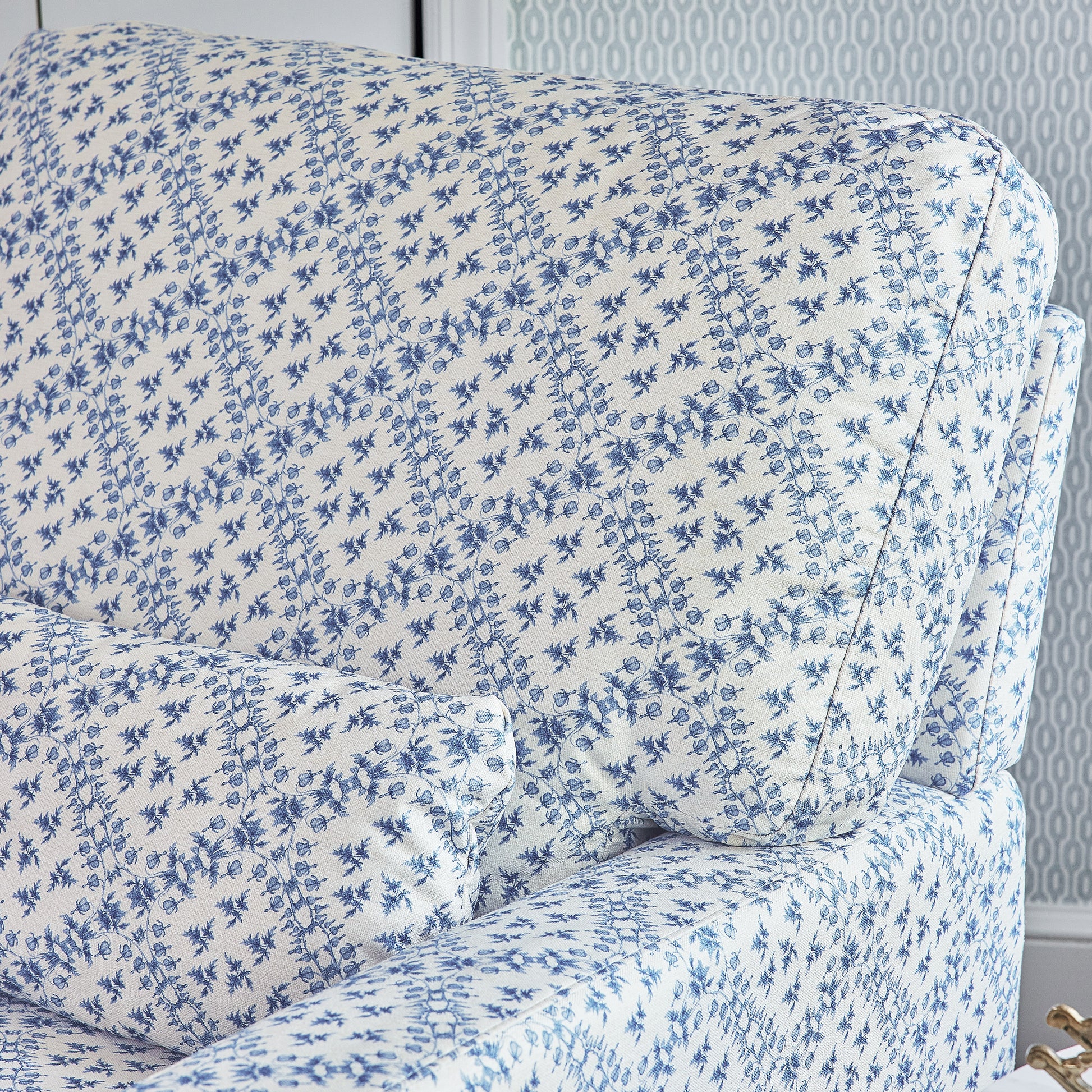 M21787BLT,Namesake,Sarah Flint x Namesake Crawford Swivel Glider in Blue Lattice Performance Eco-Weave