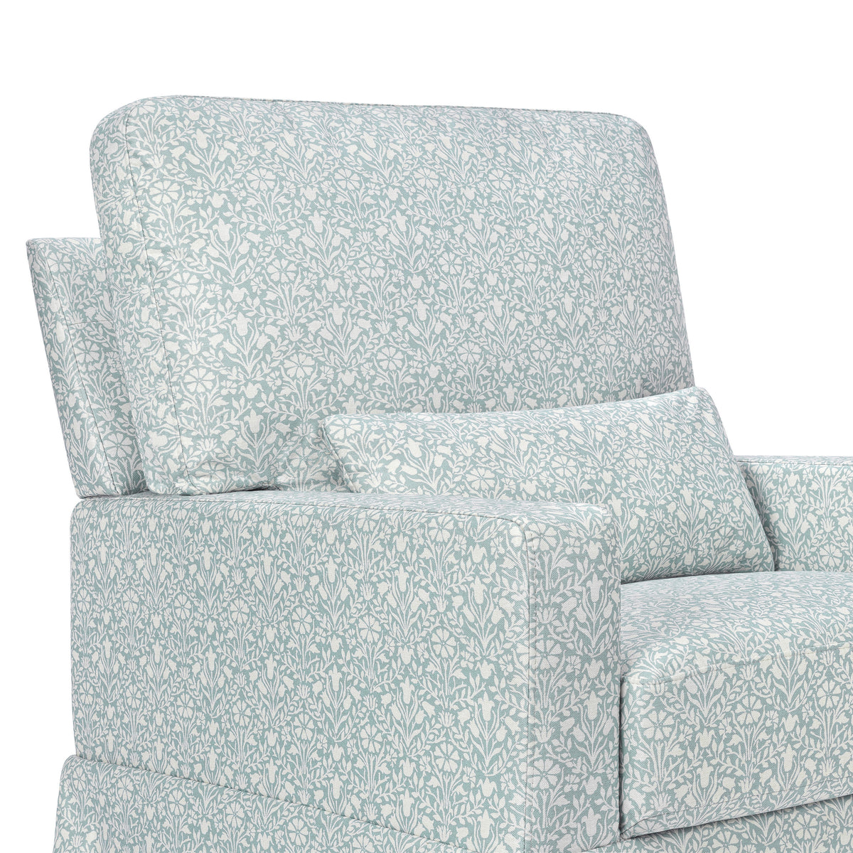 M21787BPB,Namesake,Morris & Co. x Namesake Crawford Swivel Glider in Bellflowers in Powdered Blue