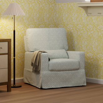M21787BPB,Namesake,Morris & Co. x Namesake Crawford Swivel Glider in Bellflowers in Powdered Blue