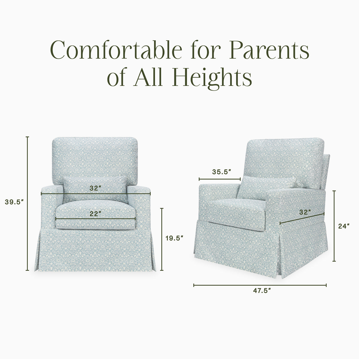 M21787BPB,Namesake,Morris & Co. x Namesake Crawford Swivel Glider in Bellflowers in Powdered Blue
