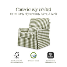 M21787GGH,Namesake,Crawford Pillowback Comfort Swivel Glider in Moss Green Gingham