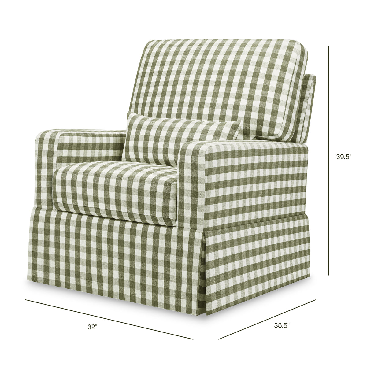 M21787GGH,Namesake,Crawford Pillowback Comfort Swivel Glider in Moss Green Gingham