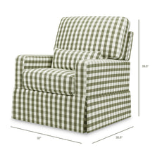 M21787GGH,Namesake,Crawford Pillowback Comfort Swivel Glider in Moss Green Gingham