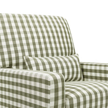 M21787GGH,Namesake,Crawford Pillowback Comfort Swivel Glider in Moss Green Gingham