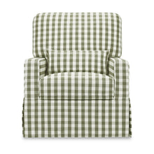 M21787GGH,Namesake,Crawford Pillowback Comfort Swivel Glider in Moss Green Gingham