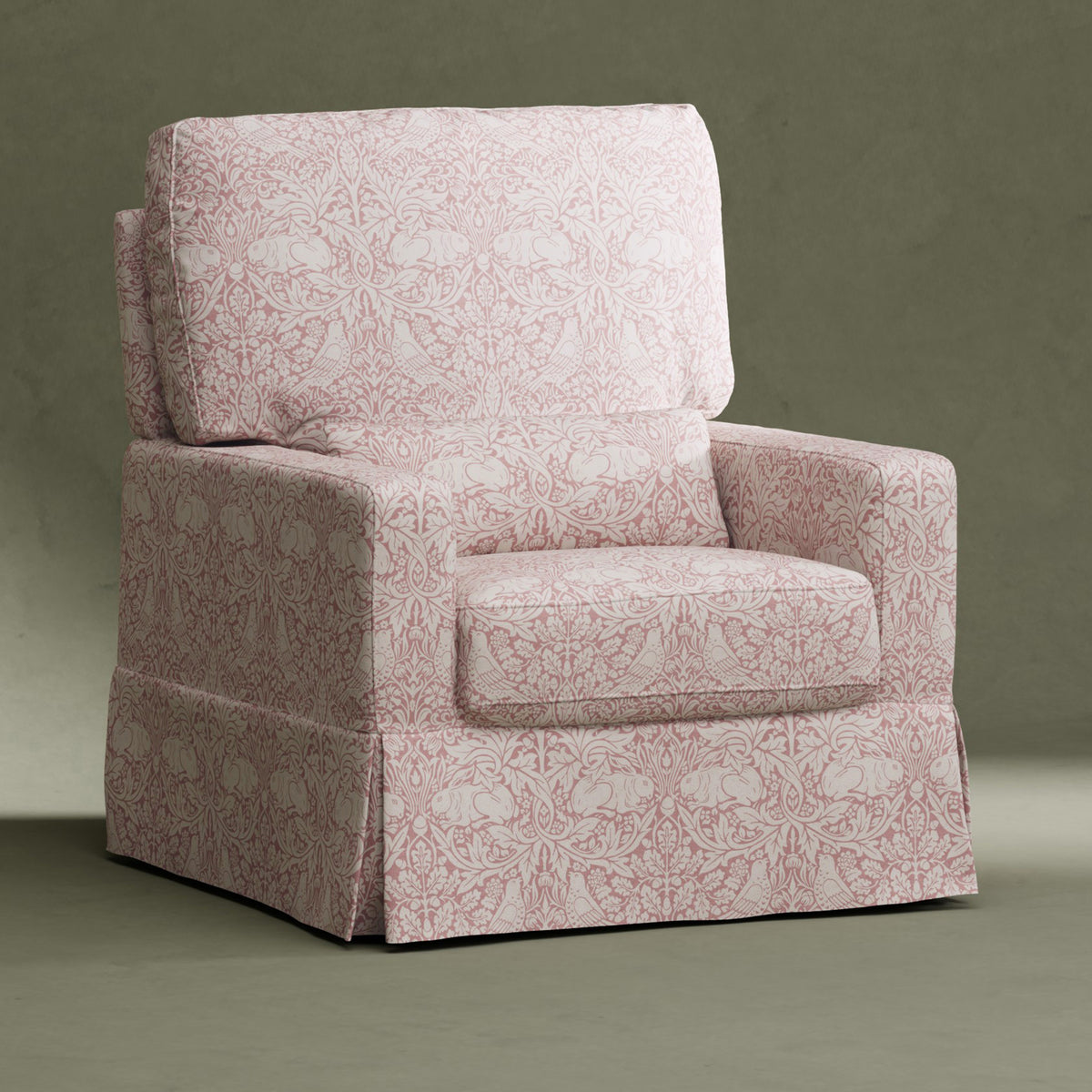 M21787PBRR,Namesake,Morris & Co. x Namesake Crawford Swivel Glider in Pure Brer Rabbit in Rose