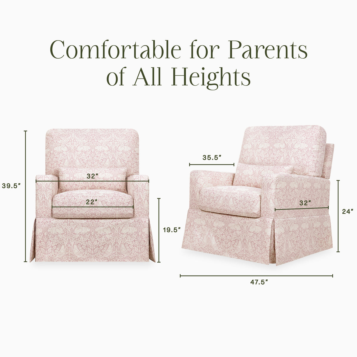 M21787PBRR,Namesake,Morris & Co. x Namesake Crawford Swivel Glider in Pure Brer Rabbit in Rose