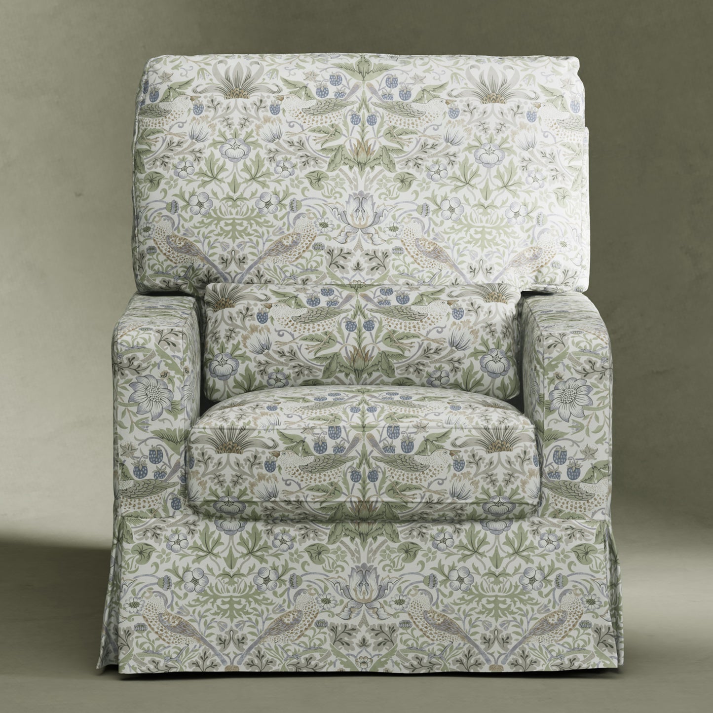 M21787TTFT,Namesake,Morris & Co. x Namesake Crawford Swivel Glider in Strawberry Thief in Fig & Thyme