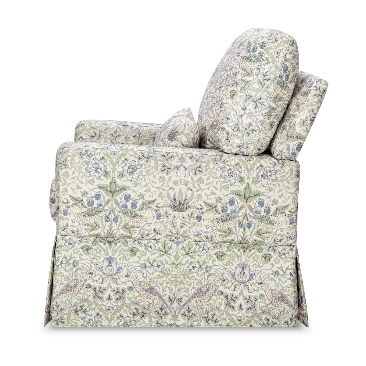 M21787TTFT,Namesake,Morris & Co. x Namesake Crawford Swivel Glider in Strawberry Thief in Fig & Thyme