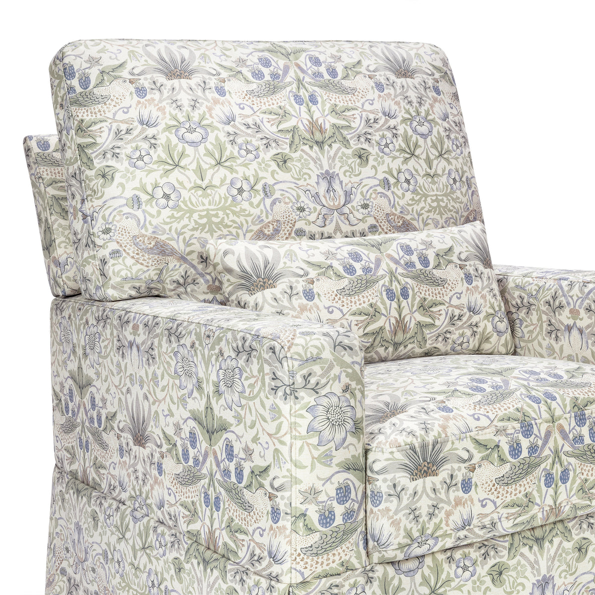 M21787TTFT,Namesake,Morris & Co. x Namesake Crawford Swivel Glider in Strawberry Thief in Fig & Thyme