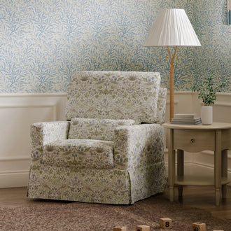 M21787TTFT,Namesake,Morris & Co. x Namesake Crawford Swivel Glider in Strawberry Thief in Fig & Thyme