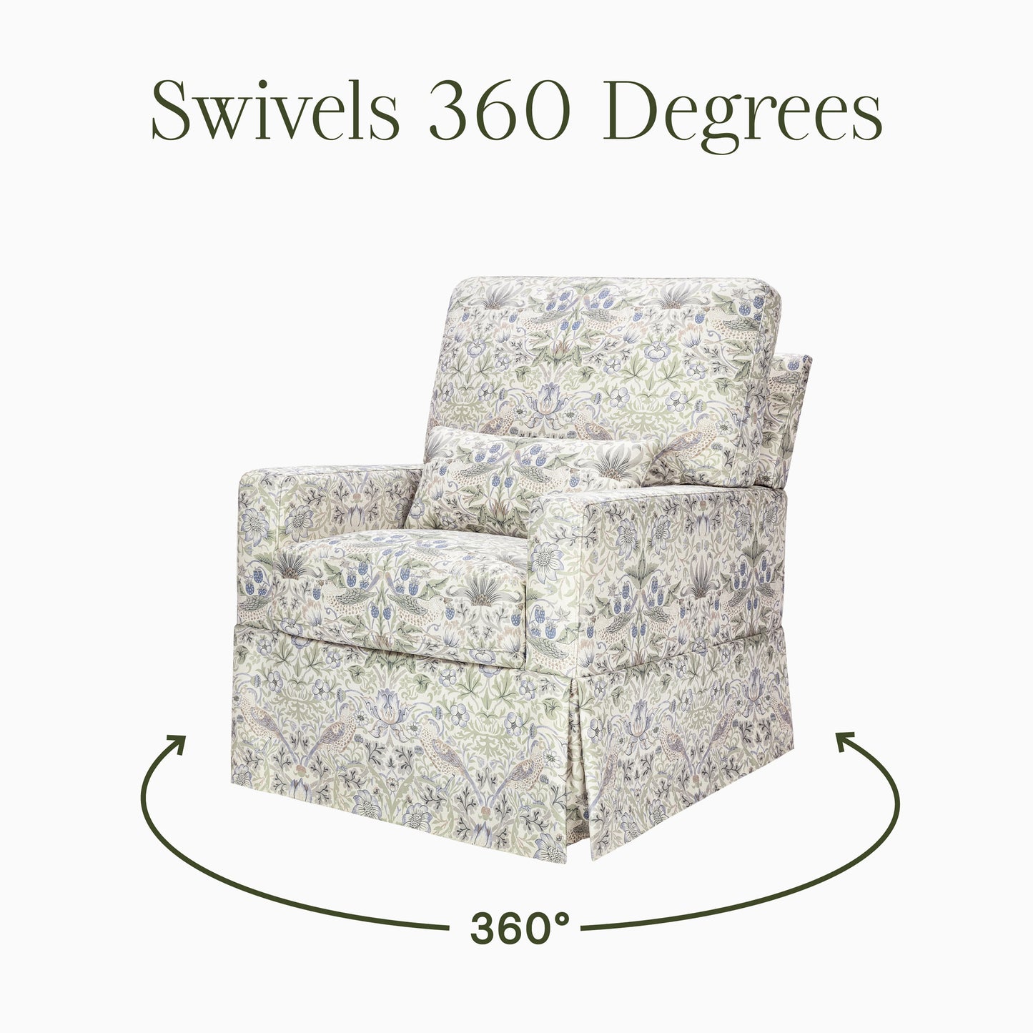 M21787TTFT,Namesake,Morris & Co. x Namesake Crawford Swivel Glider in Strawberry Thief in Fig & Thyme