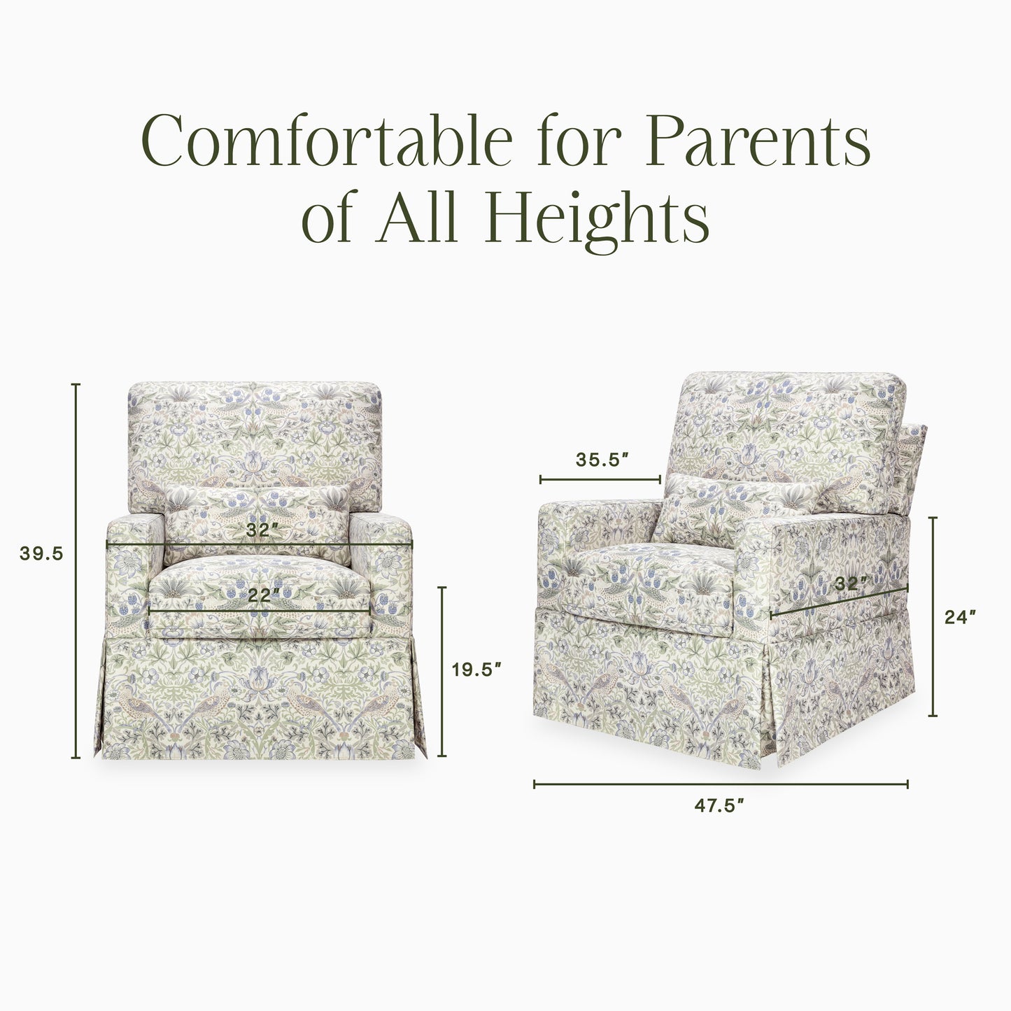 M21787TTFT,Namesake,Morris & Co. x Namesake Crawford Swivel Glider in Strawberry Thief in Fig & Thyme