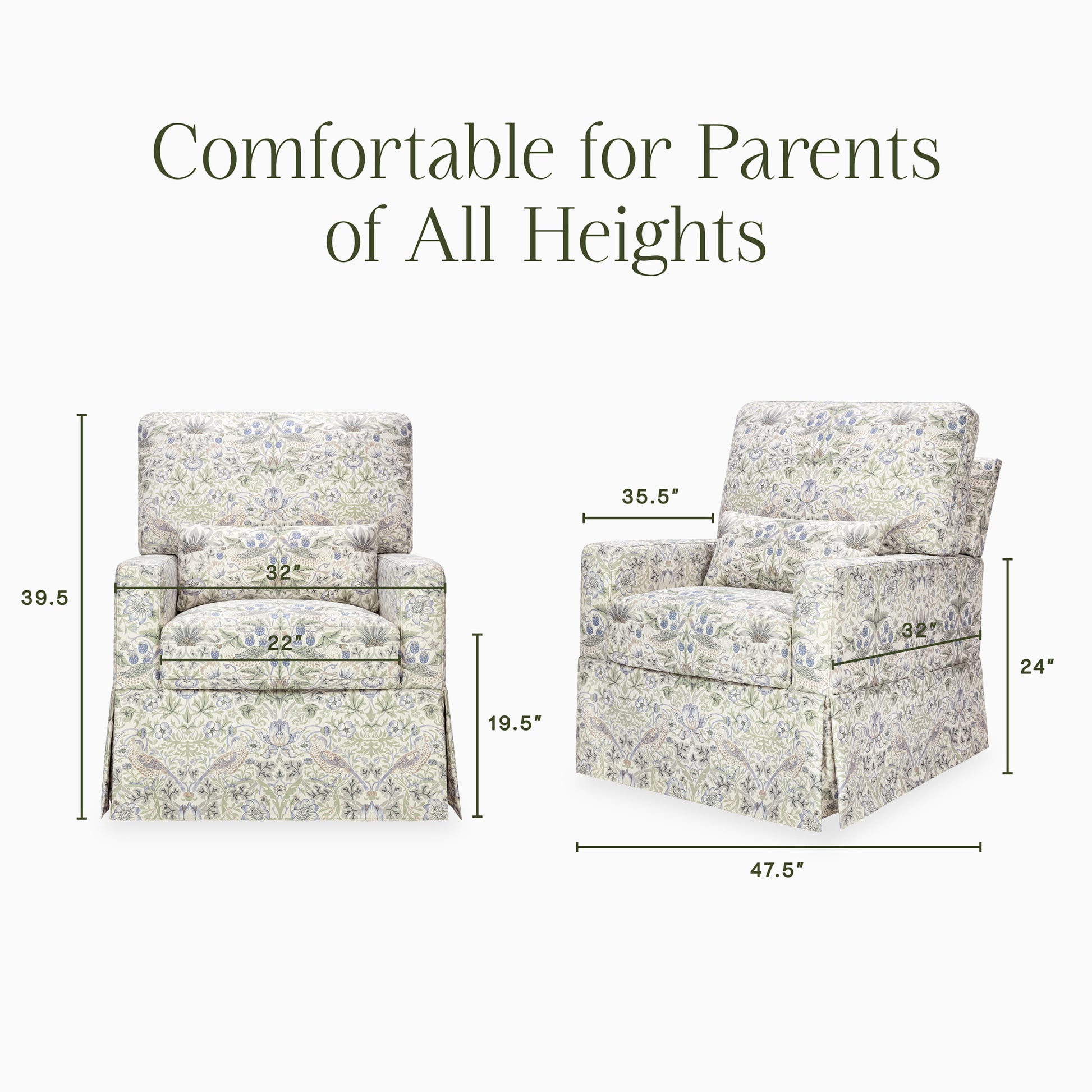 M21787TTFT,Namesake,Morris & Co. x Namesake Crawford Swivel Glider in Strawberry Thief in Fig & Thyme