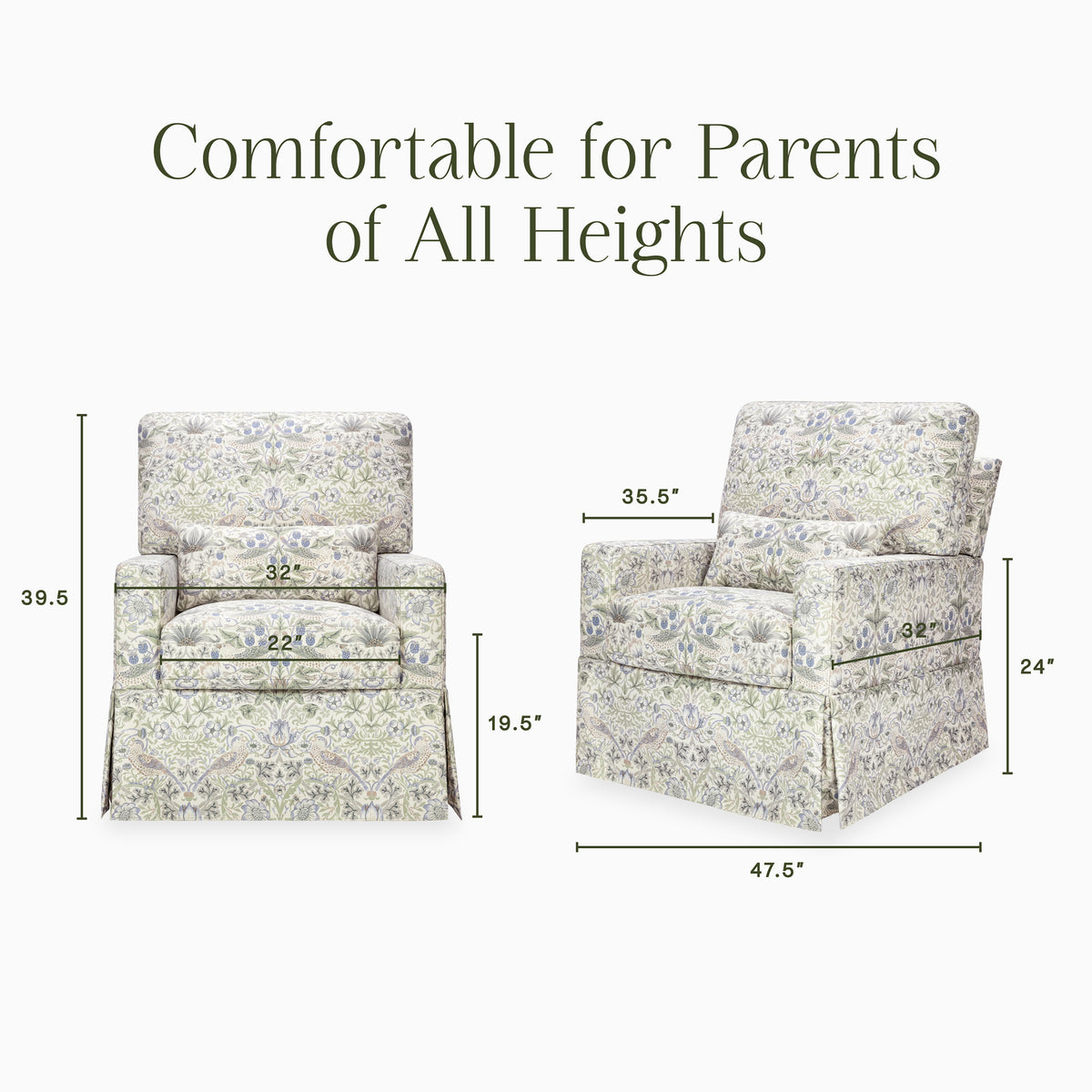 M21787TTFT,Namesake,Morris & Co. x Namesake Crawford Swivel Glider in Strawberry Thief in Fig & Thyme